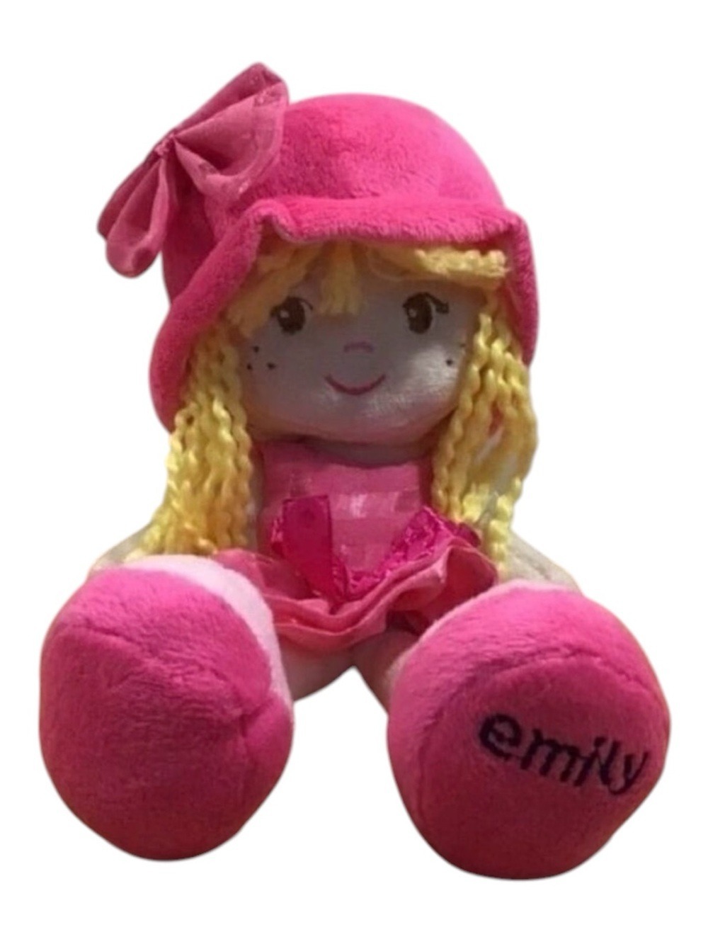 NWT Emily mini DOLL little blond long hair pink dresse traveling doll toy smal